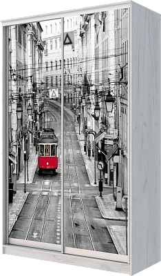 картинка Шкаф-купе 2-х дверный с фотопечатью Лондон, трамвай 2400 1682 620 от магазина КУПИ КУПЕ